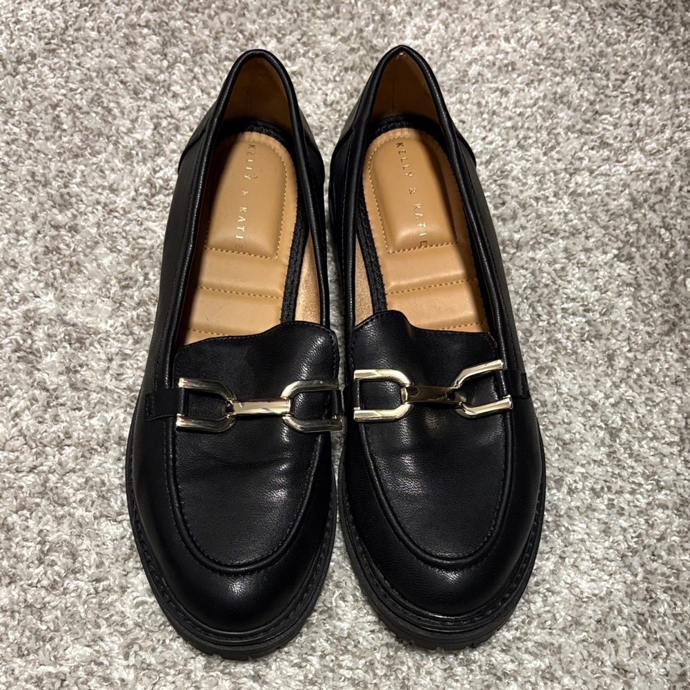 Kelly & Katie Black Leather Loafers